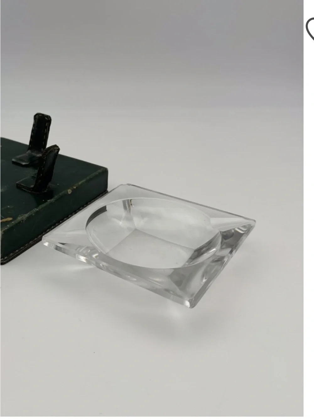 Cut Crystal Square Glass Ashtray / trinket dish small - Clear Finish